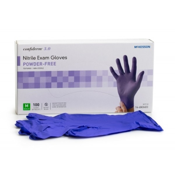 McKesson Confiderm Nitrile Exam Gloves – Powder-Free, Small Size, 100 Per Box