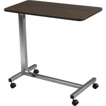 Drive Medical Non-Tilt Overbed Table - Walnut Top, Silver Vein