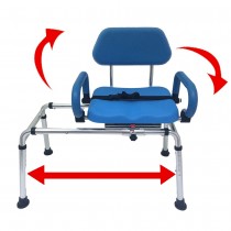 Platinum Health CAROUSEL Sliding Bath Bench, padded with swivel seat and armrests-BLUE
