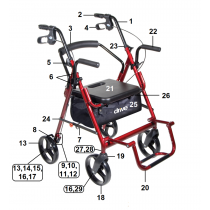 Drive Medical Duet Left Brake & Cable Assembly