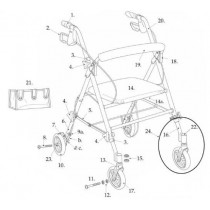 Drive Medical Replacement Parts For Adjustable Height Rollator With 6" Casters