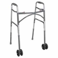 Drive Medical Bariatric Aluminum Folding Walker, Two Button