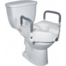 Drive Medical Elevated Raised Toilet Seat with Removable Padded Arms, Standard Seat