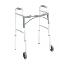 Drive Medical Deluxe Folding Walker, Two Button with 5" Wheels