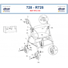 Drive Medical Front Fork & Wheel Assembly For R728 Rollator