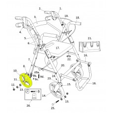 Replacement Rear Wheel for Drive Duet Rollator/Transport Chair ( Models 795 750N )