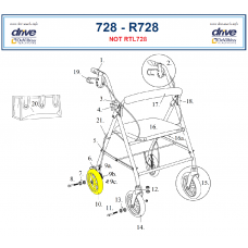 Drive Replacement Rear Wheel for the R728 Rollator - 9501S72800